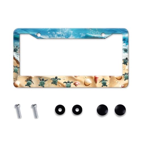 Cute Beach Turtles License Plate Frame (Beath turtles)
