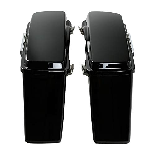 Motorcycle Saddlebags Hard Saddle Bags For Harley Touring 1993 (Vivid Black W/ Chrome Latches / Standard)
