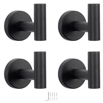 Bath Towel Hooks (Matte Black / 4 Pack)