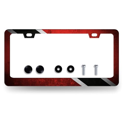 Stainless Steel Trinidad and Tobago Flag License Plate Frame 12.2 x 6.2Inch (Funny Trinidad and Tobago Flag)