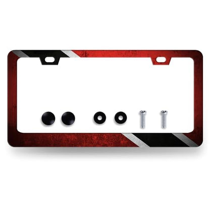 Stainless Steel Trinidad and Tobago Flag License Plate Frame 12.2 x 6.2Inch (Funny Trinidad and Tobago Flag)