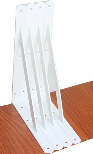 4 Pack L11 x H 8" White Heavy Duty Shelf Brackets with Screws Metal Shelf Brackets Shelf Support Angle Brackets for Shelves L Brackets Heavy Duty Floating Shelf (4 Pack-White / 11''x8'')