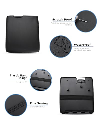 Center Console Armrest Cover for 2026 Ford F150 Accessories 2015 (black stitches / 2015-2026 Jump Seat)
