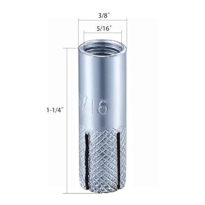 20 pcs) 5/16"-18 Premium Zinc Plated Carbon Steel Drop in Anchors Assortment, Knurled Drop-in-Anchor for Solid Concrete, Internal Forced Expansion Screw Bolts (5/16"-18 / Zinc)