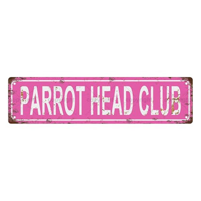 PARROT HEAD CLUB SPACE Metal Tin Street Sign Bar Cafe Garage Cave Home Room Wall Bathroom Farmhouse Garden Porch Patio Decor (PARROT HEAD CLUB)