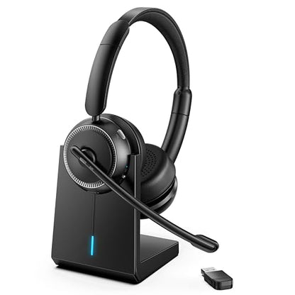 Upgrade ANC & ENC Wireless Headset with Mic for Work (Black)
