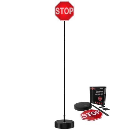 Garage Parking Aid with LED Stop Sign [Upgraded Base] (Upgraded Base)