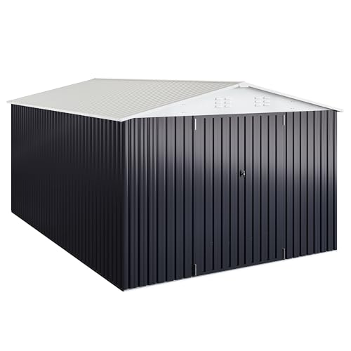 10x14 FT Outdoor Storage Shed for Backyard (White / 10x14 FT)