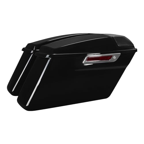 Motorcycle Saddlebags Hard Saddle Bags For Harley Touring 2014 (Vivid Black W/ Chrome Latches)