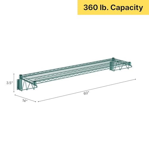 14" x 60" Green Epoxy Wire Wall Mount Shelf (Green / 14" x 60")