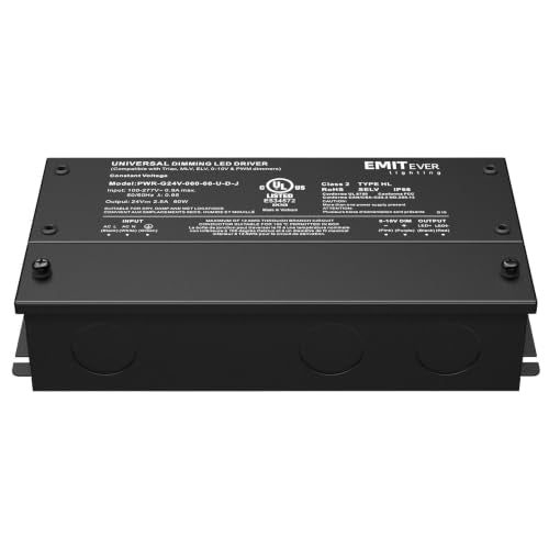 60W 24V 5-in-1 Dimmable LED Driver,AC 110-277V to DC Power Supply (24V 60W)
