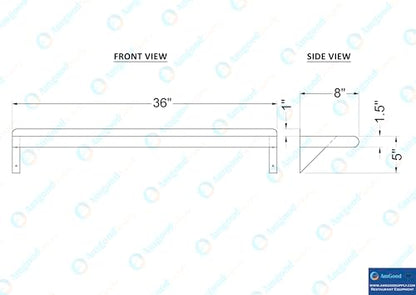8 in. x 36 in. Stainless Steel Wall Mount Shelf (8 in. x 36 in.)