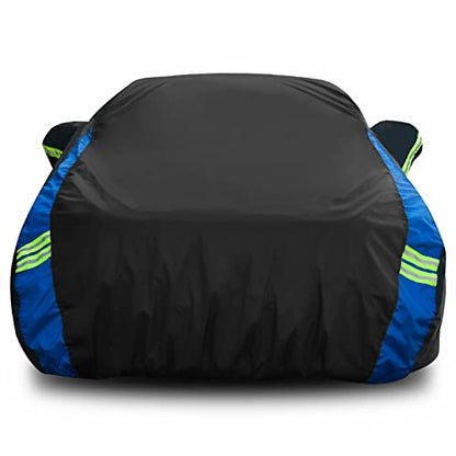 Car Cover Waterproof All Weather for Automobiles Sedan 179" (Black-Blue / Fit Sedan Length 178-185 inch)