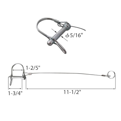 Trailer Coupler Pins with Tethers (5/16"x1-3/4"x5)