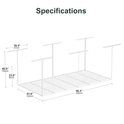 4x8 Overhead Garage Storage Rack Organization (White / 4*8 FT - 1 Pc)