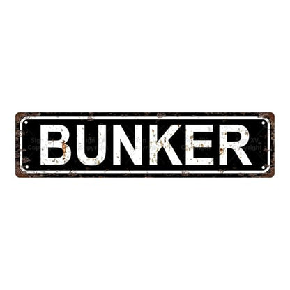 BUNKER SPACE Metal Tin Street Sign Bar Cafe Garage Cave Home Room Wall Bathroom Farmhouse Garden Porch Patio Decor (BUNKER)