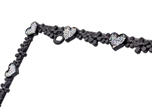 3D Shining Daisy Heart License Plate Frame from Pure Zinc Alloy Metal Perfect Plate Holder (Matt Black with Silver Glitter, Luminously Heart)