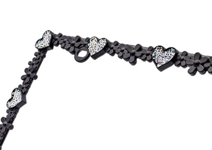 3D Shining Daisy Heart License Plate Frame from Pure Zinc Alloy Metal Perfect Plate Holder (Matt Black with Silver Glitter, Luminously Heart)
