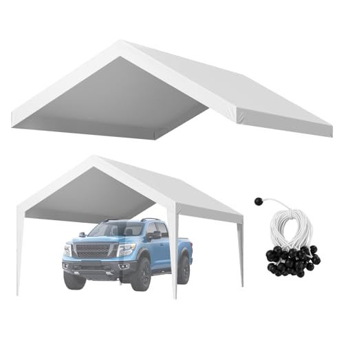 Carport Replacement Canopy Cover (White / 12x20ft)