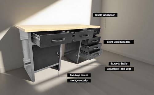 Metal Storage Organization System Workbench Set with Hanging Cabinets & Pegboards (04)