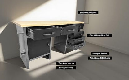 Metal Storage Organization System Workbench Set with Hanging Cabinets & Pegboards (04)