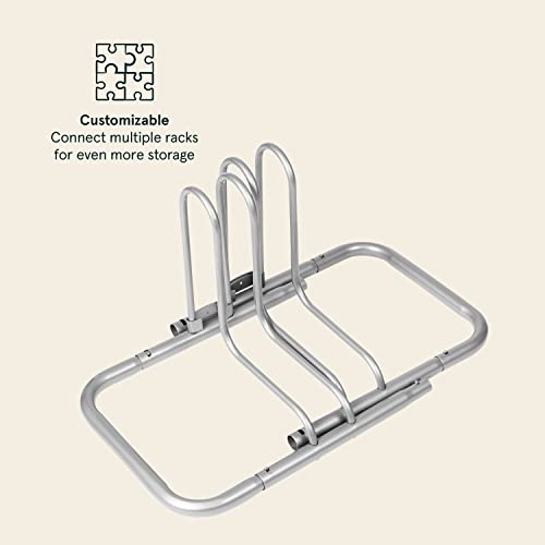 Stash Rack 2 Bike Floor Stand Bicycle Storage Organizer (Grey / 2 Bike)
