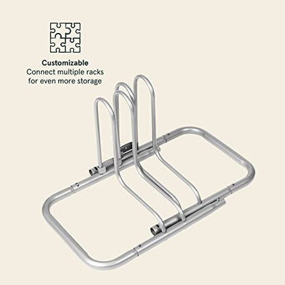 Stash Rack 2 Bike Floor Stand Bicycle Storage Organizer (Grey / 2 Bike)