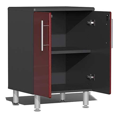 UG23101R 10 Piece Garage Cabinet Kit with Channeled Worktop in Ruby Red Metallic