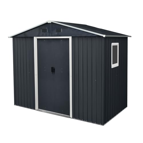 4x8 FT Outdoor Storage Shed (4x8 FT/Window / Black)