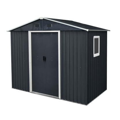 4x8 FT Outdoor Storage Shed (4x8 FT/Window / Black)