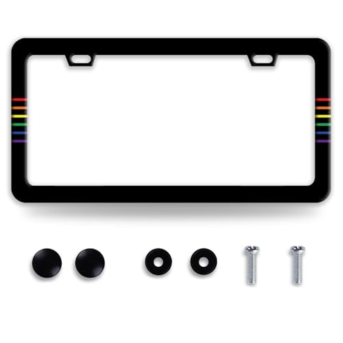 Gay Rainbow Line License Plate Frame Funny LGBT License Plate Frames (Gay Rainbow Line)