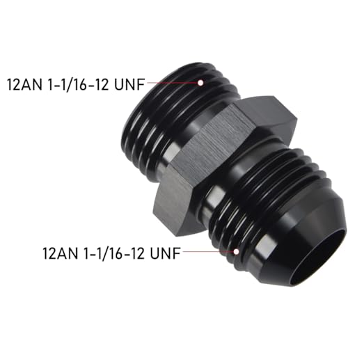 12AN Male Flare to 12AN ORB O (12AN to 12AN ORB / Black - 2PCS)