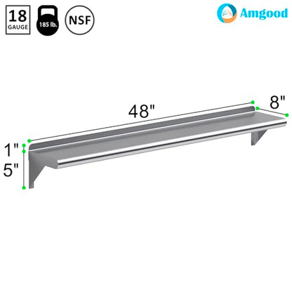 8 in. x 48 in. Stainless Steel Wall Mount Shelf (8 in. x 48 in.)