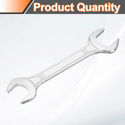 Double Open End Wrench 22mm x 24mm Metric 15 Degree Offset Angle Small Flat Head Wrench Galvanizing Open Ended Spanner for Automotive Repair Furniture Assembly (22mm x 24mm)