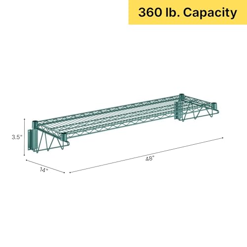 14" x 48" Green Epoxy Wire Wall Mount Shelf (Green / 14" x 48")
