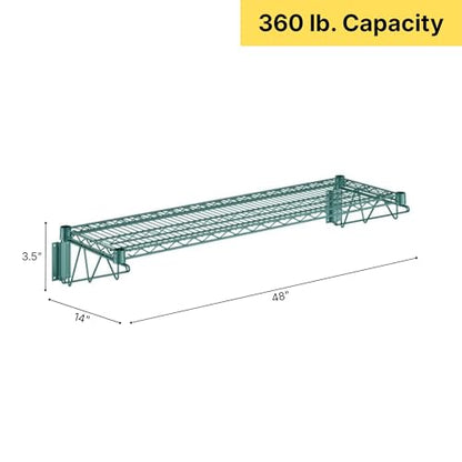 14" x 48" Green Epoxy Wire Wall Mount Shelf (Green / 14" x 48")