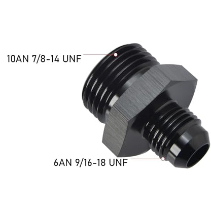 6AN Male Flare to 10AN ORB O (6AN to 10AN ORB / Black - 2PCS)