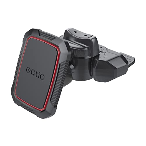 Magnetic CD Phone Mount with 6 Strong Magnets for Car CD Player (Black-Red)