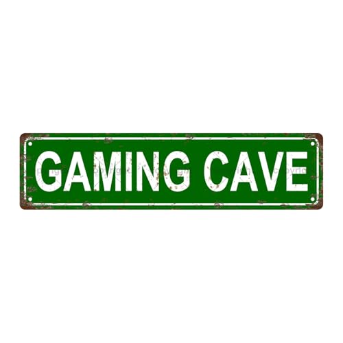 GAMING CAVE SPACE Metal Tin Street Sign Bar Cafe Garage Cave Home Room Wall Bathroom Farmhouse Garden Porch Patio Decor (GAMING CAVE)