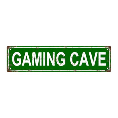 GAMING CAVE SPACE Metal Tin Street Sign Bar Cafe Garage Cave Home Room Wall Bathroom Farmhouse Garden Porch Patio Decor (GAMING CAVE)