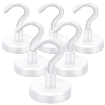 Magnetic Hooks Magnet Hook for Cruise Cabins 85LBS Essentials 6P (White / 0.98in)