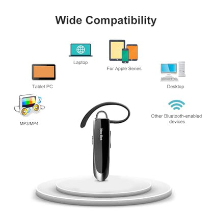2 Pack] Bluetooth Earpiece Wireless Handsfree Headset V5.0 24 Hrs Driving (Black)