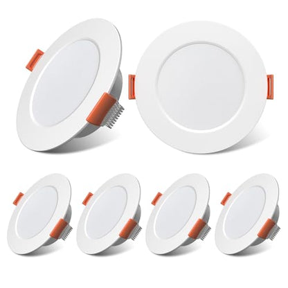 12 Volt 3 Inch Ultra Thin LED Recessed Ceiling Lights for RV Interior 3W 6000K 12V LED Downlights Dimmable RV Puck Lights for Camper Van Boat Under Cabinet Lighting (6000K 6-Pack)