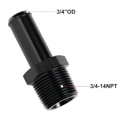 3 4 NPT Male to 3 (3/4 NPT to 3/4 Barb / Black - Straight)