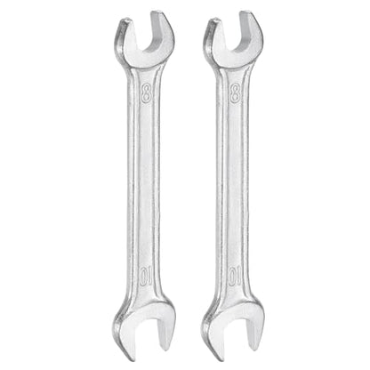 2pcs Double Open End Wrench 8mm x 10mm Metric 15 Degree Offset Angle Small Flat Head Wrench Galvanizing Open Ended Spanner for Automotive Repair Furniture Assembly (8mm x 10mm)