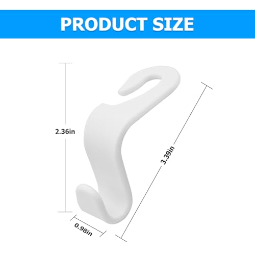 4 Pack Car Seat Headrest Hooks for Vehicle Seats (White)