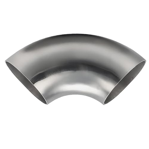 OD 1.5 Inch 90 Degree SS304 Stainless Steel Bend Tube Exhaust Elbow Pipe for Car Modified Exhaust System 1.5" Piping Silver Tone (1.5”)