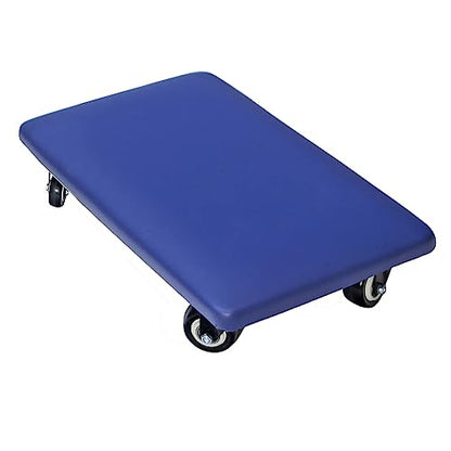 Roller Seat 360 Degree Rotating Low Stool with Wheel Chair PU Leather Universal Swivel Wheels Stool for Home Office Fitness and Garage (Rectangle Blue)