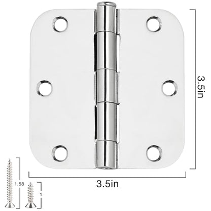 Rounded Door Hinges 3.5" X 3 1 (Polished Chrome-Rounded / 18 Pack)