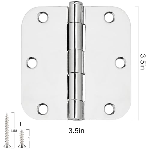 Rounded Door Hinges 3.5" X 3 1 (Polished Chrome-Rounded / 30 Pack)